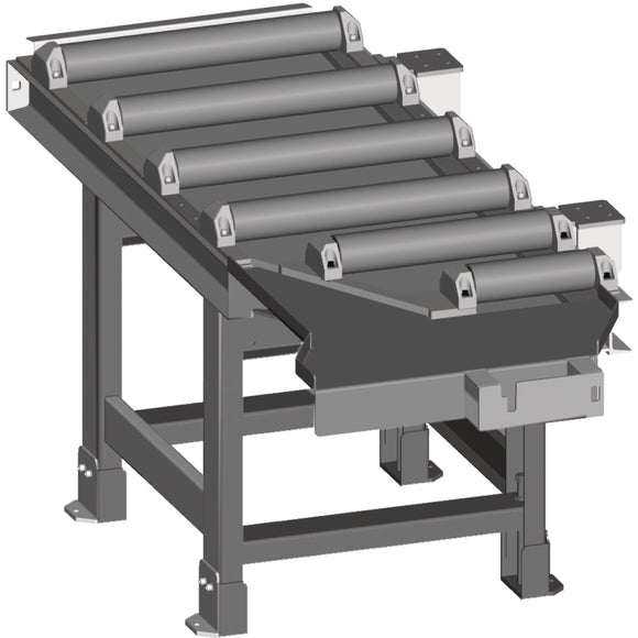 Roller conveyor for 60 ° cuts
