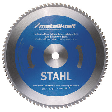 Saw blade for steel Ø 355 x 2.4 x 25.4 mm Z80