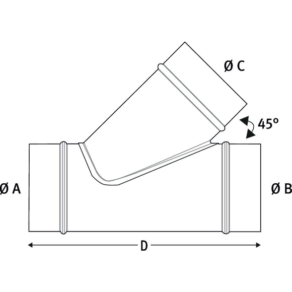 Branch piece 45° Ø 120/120/58