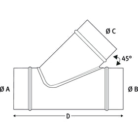 Branch piece 45° Ø 160/160/80 - 0