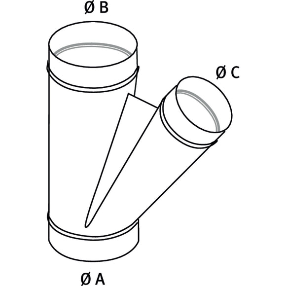 Y-piece Ø120mm - Ø80mm - Ø80mm