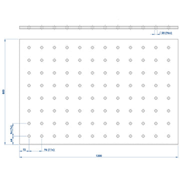 Table top 120x80 cm, HPL perforated grid plate Ø20 mm - 0
