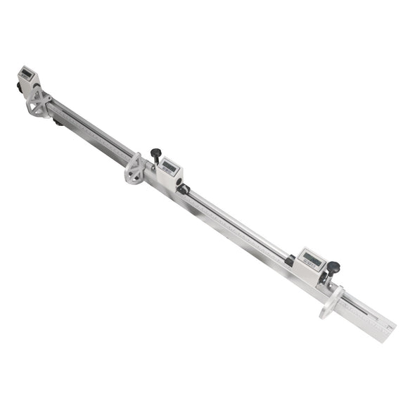 Longitudinal stop with three LCD displays of the stop position