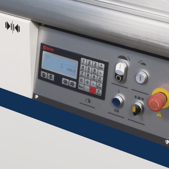 Motorized rip fence with electronic positioning (1 axis)