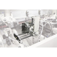 Flush-trimming unit with saw and function corner rounds