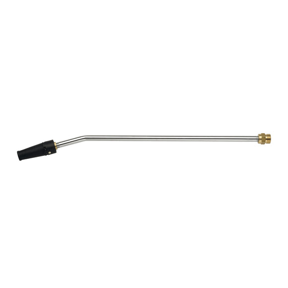 Curved lance with adjustable nozzle