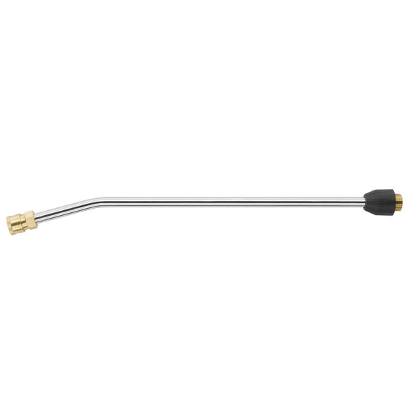 Curved lance with quick release for nozzles
