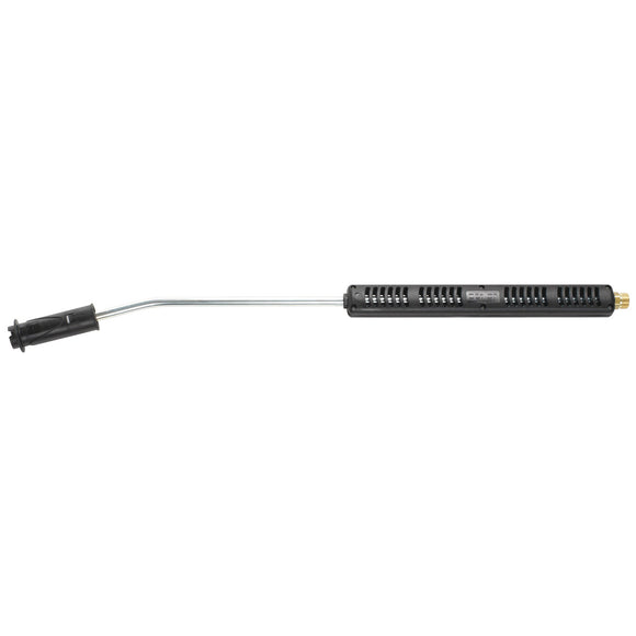 Curved lance with adjustable spray head