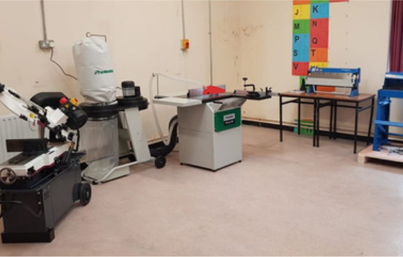Some metal and woodworking equipment recently installed into a second level school.